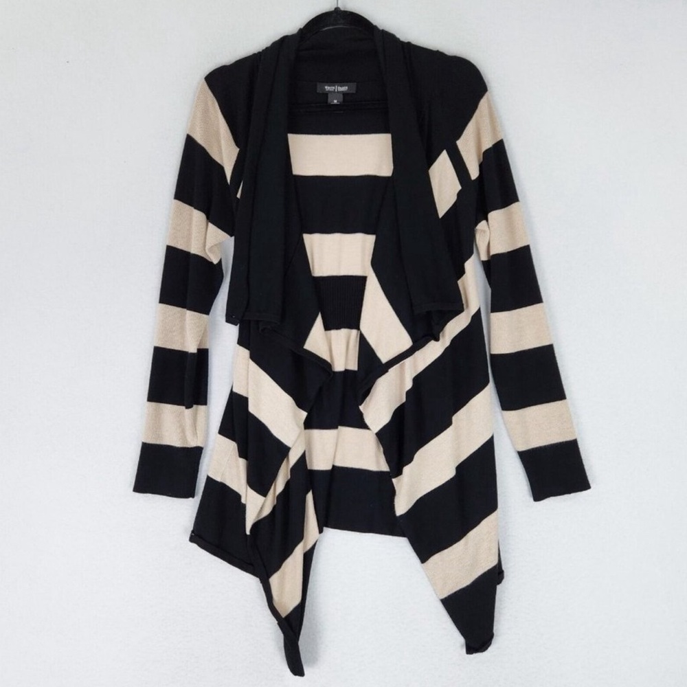 St. John’s Bay Women’s XL black/tan striped drape open cardigan